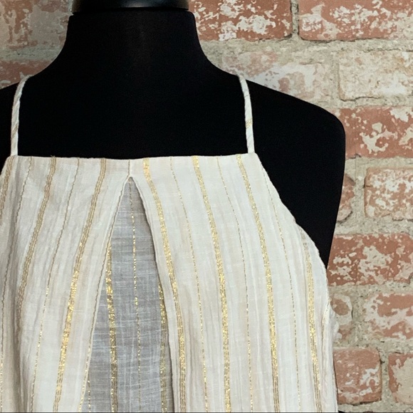 A.N.A. Halter Blouse Metallic Cream Gold NWT Size XL - Picture 2 of 8